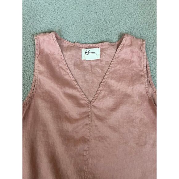 Andrea Jovine Tank Top Small Linen V Neck Pink Sleeveless Beach Boho Minimalist - Picture 10 of 11
